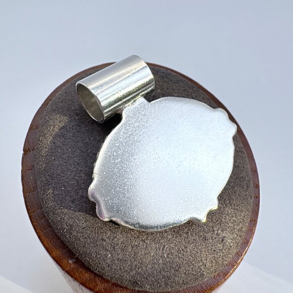 VTG Sterling Silver 925 Engravable Beaded Border Oval Pendant Size 1" Length - Picture 4 of 8